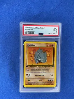 1999 Pokemon Jungle Rhyhorn 1st Edition 61/64 PSA 9 Newly Graded - Image 1