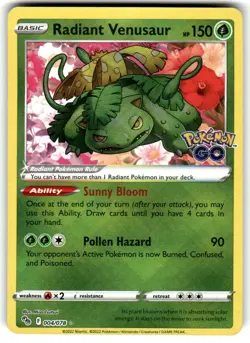 Radiant Venusaur Holofoil 004/078 Near Mint Pokemon GO - Image 1