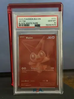 2025 POKEMON BLK EN-BLACK BOLT BLACK WHITE RARE #171 VICTINI PSA 10 - Image 1