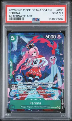 2025 ONE PIECE JAPANESE OP14-THE AZURE SEA'S SEVEN ALTERNATE ART PERONA PSA 10 - Image 4