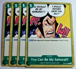 One Piece TCG Romance Dawn OP01-055 EN You Can Be My Samurai!! C playset x4 - Image 1