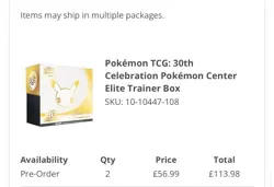 *PRESALE* Pokemon 30th Anniversary Pokemon Centre ETB Elite Trainer Box Sealed - Image 2