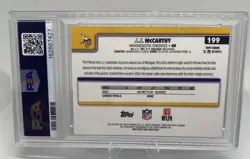 2025 Topps Chrome JJ McCarthy #199 Red Geometric /5 PSA 10 MN VIKINGS POP 1 SSP - Image 2