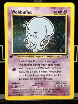 Pokemon Card Wobuffet 16/75 Neo Discovery Holo Rare 1st Edition TCG WOTC LP - Image 3
