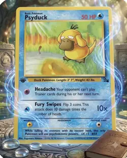 Pokemon TCG Pokemon Psyduck Common Regular 1st edition Fossil 53/62 NM WoTC - Image 1