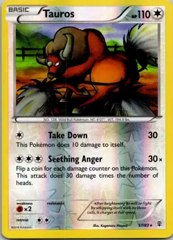 Tauros 57/83 Rare Generations Pokemon Reverse Holo Near Mint - Image 1