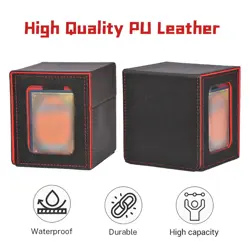 Card Deck Box Storage Holds 100+ Trading Game Card Case Magnetic PU Leather - Image 2