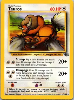 Tauros 47/64 Uncommon Jungle Pokemon Unlimited Near Mint - Image 1