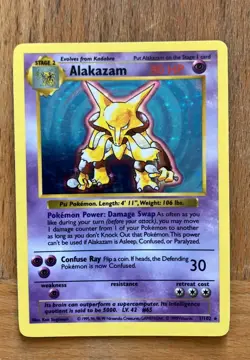 Alakazam Pokemon Cards TCG Base Set Shadowless Holo 1/102 Rare PSA Gradable NM - Image 1
