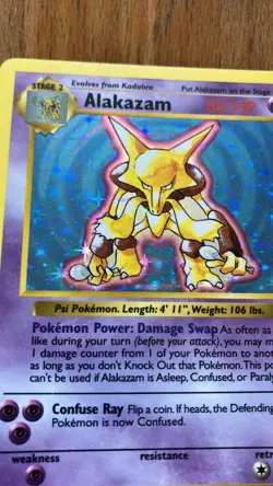 Alakazam Pokemon Cards TCG Base Set Shadowless Holo 1/102 Rare PSA Gradable NM - Image 3