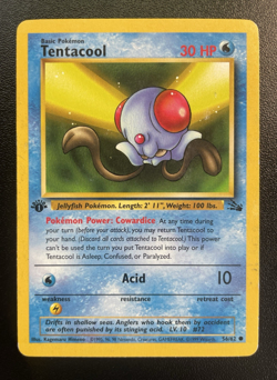 Tentacool 56/62 1st Edition Common Fossil Pokemon LP- - Image 1
