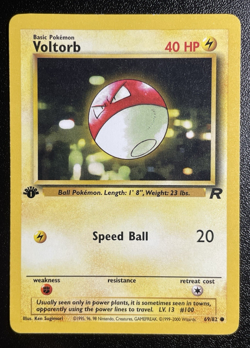 Voltorb 69/82 1st Edition Team Rocket Pokemon Card LP+ Thick Stamp - Image 1