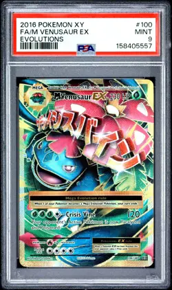 2016 POKEMON XY EVOLUTIONS #100 FULL ART/M VENUSAUR EX PSA 9 - Image 1