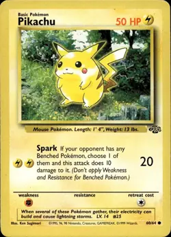 Pikachu 60/64 LP Common Jungle Pokemon Unlimited - Image 1