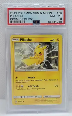 2019 Pokemon Sun & Moon Cosmic Eclipse #66 - PSA NM-MT 8 - PIKACHU - Image 1