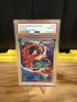 2025 ONE PIECE OP10-ROYAL BLOOD ALTERNATE ART KYROS 046 PSA 10 GEM MINT ENGLISH - Image 1