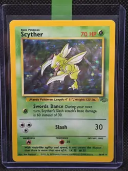 Pokemon Card - Scyther 10/64 Unlimited Holo Rare - Jungle WOTC - NM - Image 1