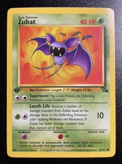 Zubat Pokemon 1st Edition Fossil #57 Pokemon Card NM - Image 1