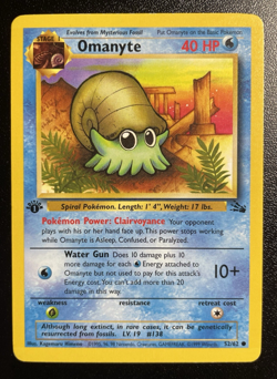 Omanyte 52/62 1st Edition Fossil Pokemon Card LP+ - Image 1