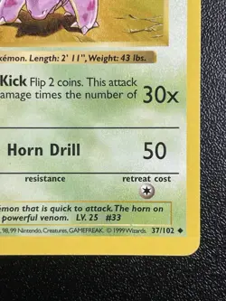 Nidorino 37/102 Base Set Shadowless Pokemon Card LP - Image 5