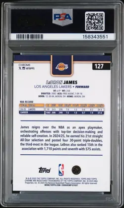 2025-26 Topps Chrome LeBron James Pulsar Orange Refractor #/25 PSA 10 GEM MINT - Image 2