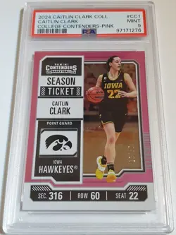 2024 Panini Caitlin Clark Rookie Collection #CC1 PINK /50 Holo - PSA 9 (POP 3) - Image 1
