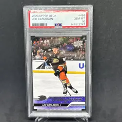 2023-24 Upper Deck Young Guns Leo Carlsson #468 PSA 10 ANAHEIM DUCKS - Image 1