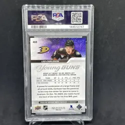 2023-24 Upper Deck Young Guns Leo Carlsson #468 PSA 10 ANAHEIM DUCKS - Image 2