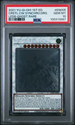 Yugioh Crystal Clear Wing Synchro Dragon LED8-EN005 Ghost Rare 1st Ed PSA 10 - Image 1