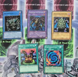 Yu-Gi-Oh TCG 5-Card Lot Thousand-Eyes Restrict Secret Rare Fusion Bundle - Image 1