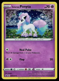 Pokemon Card Sword & Shield Promo Galarian Ponyta SWSH013 Holo HD SWIRL - Image 1