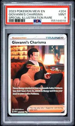 2023 POKEMON MEW EN-151 SPECIAL ILLUSTRATION RARE #204 GIOVANNI'S CHARISMA PSA 9 - Image 1