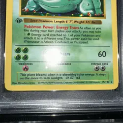 1999 POKEMON BASE SET 1ST EDITION #15 VENUSAUR-HOLO PSA 5 MislabelledU Looks Nm - Image 3