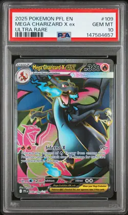 2025 POKEMON PFL EN-PHANTASMAL FLAMES ULTRA RARE #109 MEGA CHARIZARD X EX PSA 10 - Image 1