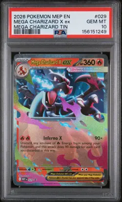 2026 POKEMON MEP EN-ME BLACK STAR PROMO #029 MEGA CHARIZARD X EX PSA 10 - Image 1