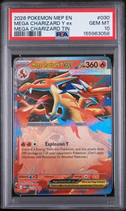 2026 POKEMON MEP EN-ME BLACK STAR PROMO #030 MEGA CHARIZARD Y EX PSA 10 - Image 1