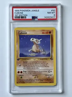 Cubone 1st Edition 1999 Pokemon Jungle #50 Vintage WOTC PSA 8 - Freshly Graded - Image 1