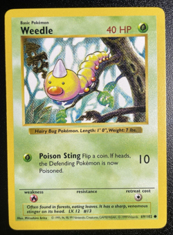 Weedle 69/102 Common Base Set Shadowless Pokemon NM- - Image 1