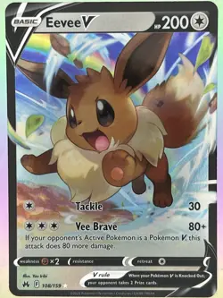 Eevee V 108/159 Crown Zenith Holo Pokemon Card TCG NM - Image 1