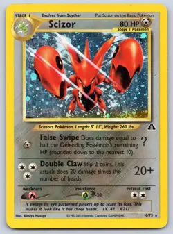 Scizor 10/75 Neo Discovery SWIRL Holo Pokemon LP - Image 1