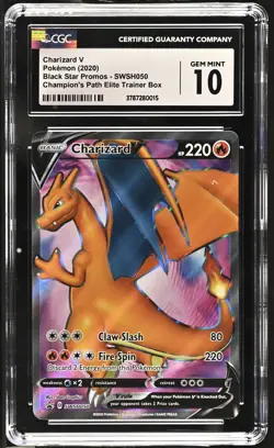 CGC MINT 10 Pokemon Charizard V Black Star Promos SWSH050 Champions Path - Image 1
