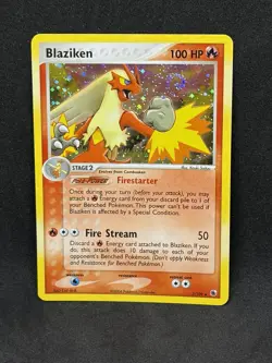 Pokemon TCG Blaziken Holo Rare Card Ruby and Sapphire 2003 3/109 SWIRL LP - Image 1