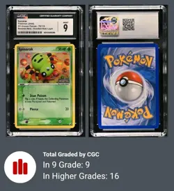 Graded CGC 9 Spinarak Reverse Holo #75/115 EX Unseen Forces Pokemon TCG Pop 9 - Image 3
