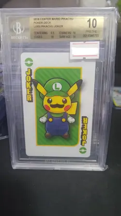 BGS 10 2016 Pokemon Center Mario Pikachu Poker Deck Luigi Pikachu Joker - Image 1