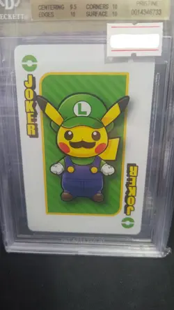 BGS 10 2016 Pokemon Center Mario Pikachu Poker Deck Luigi Pikachu Joker - Image 2