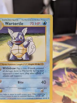 Pokemon Wartortle Card Shadowless Regular Base Set 042/102 MP - Image 2
