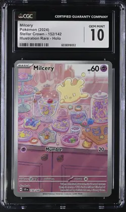 CGC 10 Pokemon TCG 2024 Stellar Crown #152/142 Milcery Illustration Rare Holo - Image 1