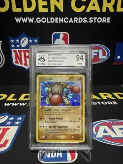 2005 POKEMON EX UNSEEN FORCES HITMONCHAN REVERSE HOLO 24/115 CGA 94 - Image 1