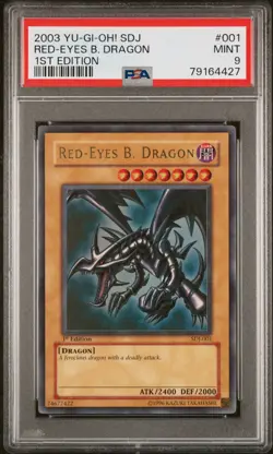 Yu-Gi-Oh 2003 Red-Eyes B. Dragon SDJ-001 Ultra Rare 1st Edition Mint PSA 9 #001 - Image 1