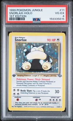 1999 POKEMON JUNGLE 1ST EDITION #11 SNORLAX-HOLO PSA 4 - Image 1